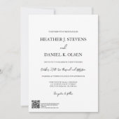 Eenvoudige Elegant Black White Typografie QR Wedde Kaart (Voorkant)