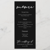 Eenvoudige Elegant Black White Typography Wedding Menu (Voorkant)