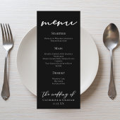Eenvoudige Elegant Black White Typography Wedding Menu