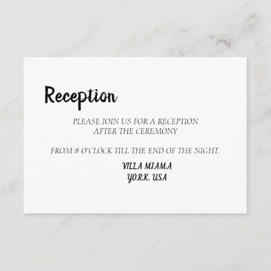 Eenvoudige Elegant Black White Weddenschapskaart Informatiekaartje