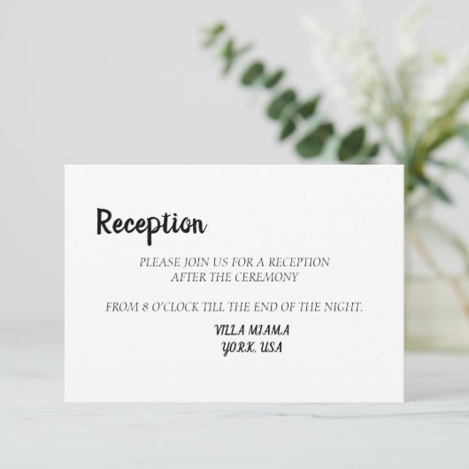 Eenvoudige Elegant Black White Weddenschapskaart Informatiekaartje (Staand voorkant)