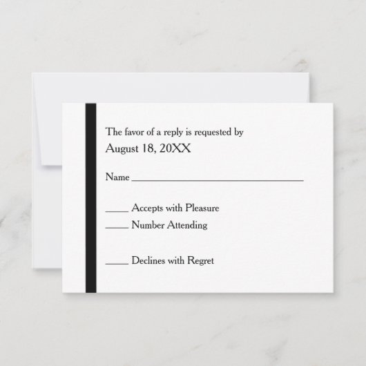 Eenvoudige Elegant Black & White Wedding RSVP-Kaar RSVP Kaartje (Voorkant)