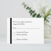 Eenvoudige Elegant Black & White Wedding RSVP-Kaar RSVP Kaartje (Staand voorkant)