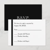 Eenvoudige Elegant Black & White Wedding RSVP-Kaar RSVP Kaartje (Voorkant / Achterkant)