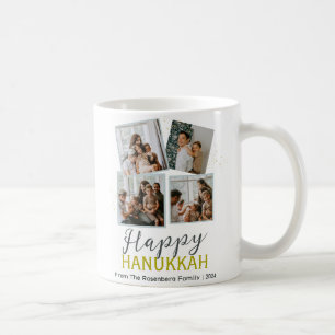 Eenvoudige Elegant Blauw Happy Chanoeka foto Colla Koffiemok