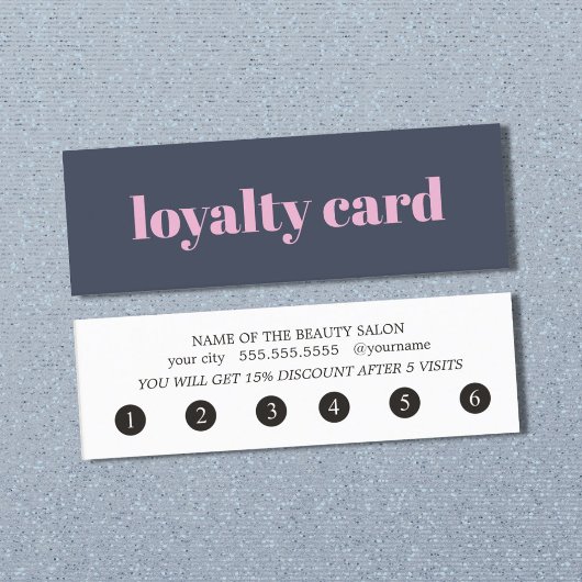 Eenvoudige Elegant Blauw Roze Loyaliteit Kaart Klantenkaartje