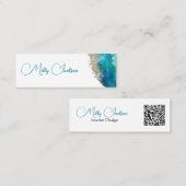 Eenvoudige Elegant Blauwgroen Gold Waterverf - Aan Mini Visitekaartje (Voorkant / Achterkant)