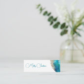 Eenvoudige Elegant Blauwgroen Gold Waterverf - Aan Mini Visitekaartje (Staand voorkant)