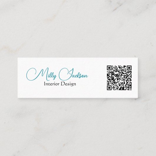 Eenvoudige Elegant Blauwgroen Gold Waterverf - Aan Mini Visitekaartje (Achterkant)