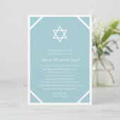 Eenvoudige Elegant Blue Bat Mitzvah Kaart (Staand voorkant)