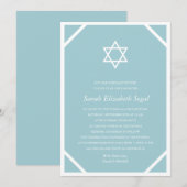 Eenvoudige Elegant Blue Bat Mitzvah Kaart (Voorkant / Achterkant)