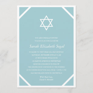 Eenvoudige Elegant Blue Bat Mitzvah Kaart