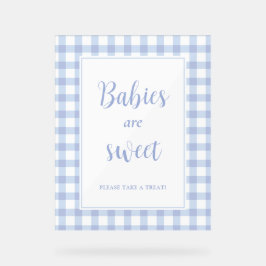 Eenvoudige Elegant Blue Gingham Baby's zijn Sweet  Acryl Bord