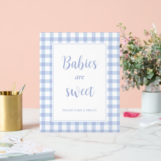 Eenvoudige Elegant Blue Gingham Baby's zijn Sweet  Acryl Bord (Huwelijk)