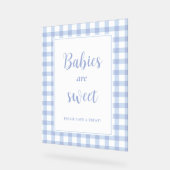 Eenvoudige Elegant Blue Gingham Baby's zijn Sweet  Acryl Bord (Hoek)
