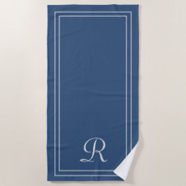 Eenvoudige Elegant Blue Monogram Beach Towel Strandlaken