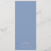 Eenvoudige Elegant Blue & Silver Lacy Filigree Wed Menu (Achterkant)