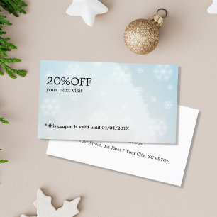 Eenvoudige Elegant Blue Snowflakes Beauty Coupon