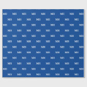 Eenvoudige Elegant Blue White Monogrammen Cadeaupapier (Vlak)