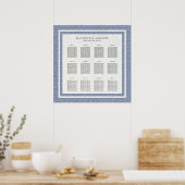 Eenvoudige Elegant Blue+White Seigaiha-stoelenkaar Poster (Keuken)