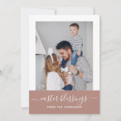 Eenvoudige Elegant Blush Script Familie Foto Pasen Feestdagenkaart (Voorkant)