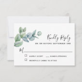 Eenvoudige Elegant Boho Eucalyptus Greenery RSVP Kaartje (Voorkant)