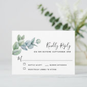 Eenvoudige Elegant Boho Eucalyptus Greenery RSVP Kaartje (Staand voorkant)
