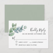 Eenvoudige Elegant Boho Eucalyptus Greenery RSVP Kaartje (Voorkant / Achterkant)