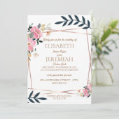 eenvoudige elegant boho floral botanical goudbruil kaart (Staand voorkant)