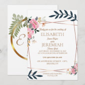 eenvoudige elegant boho floral botanical goudbruil kaart (Voorkant / Achterkant)