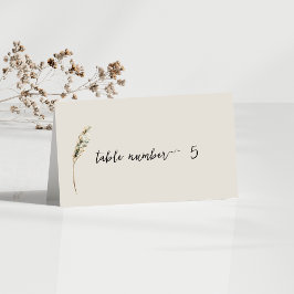 Eenvoudige Elegant Boho Grijs Tafelnummer Kaart Plaatskaartje