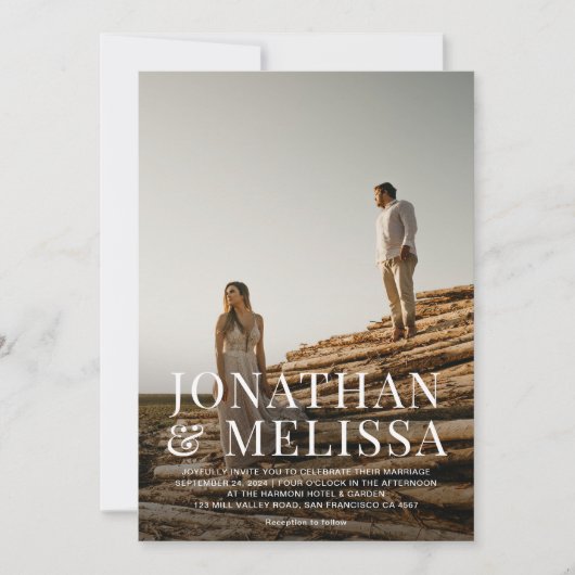 Eenvoudige Elegant Bold Typography Photo Wedding Kaart (Voorkant)