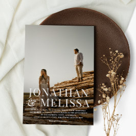 Eenvoudige Elegant Bold Typography Photo Wedding Kaart