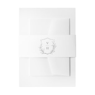 Eenvoudige elegant botanische kam monogram bruilof uitnodigingen wikkel