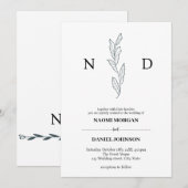 Eenvoudige elegant botanische monogram moderne kaart (Voorkant / Achterkant)