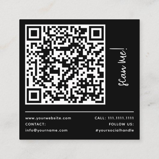 Eenvoudige Elegant Botanische QR Custom Business Vierkante Visitekaartje (Achterkant)