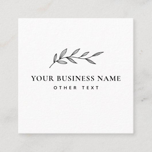 Eenvoudige Elegant Botanische QR Custom Business Vierkante Visitekaartje (Voorkant)