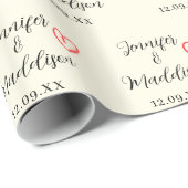 Eenvoudige Elegant Bride & Groom Names Wedding Wra Cadeaupapier (Rol Hoek)