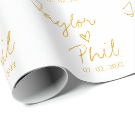 Eenvoudige Elegant Bride & Groom Names Wedding Wra Cadeaupapier