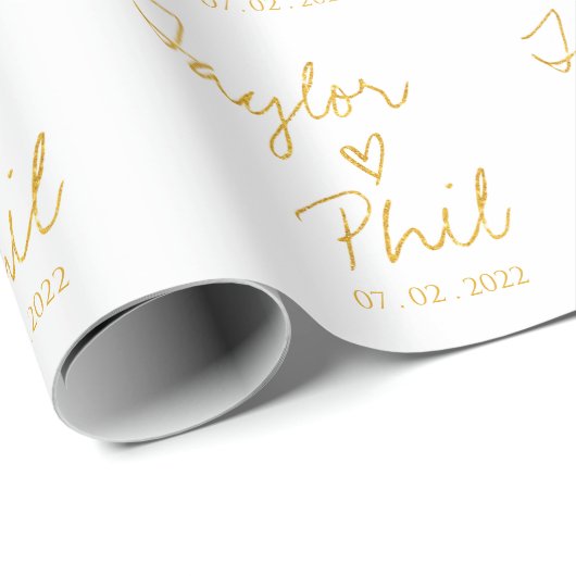 Eenvoudige Elegant Bride & Groom Names Wedding Wra Cadeaupapier (Rol Hoek)