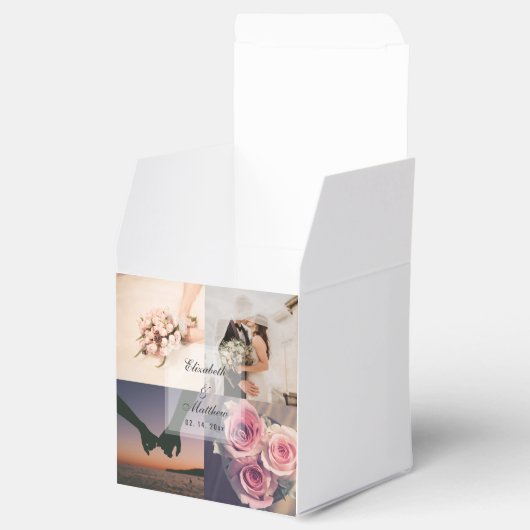 Eenvoudige Elegant Bride & Groom Photo Collage Wed Bedankdoosjes (Geopend)