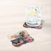 Eenvoudige Elegant Bride & Groom Photo Collage Wed Kartonnen Onderzetters (Insitu)