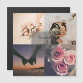 Eenvoudige Elegant Bride & Groom Photo Collage Wed Magnetische Uitnodiging (Voorkant / Achterkant)