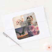 Eenvoudige Elegant Bride & Groom Photo Collage Wed Vierkante Sticker (Envelop)