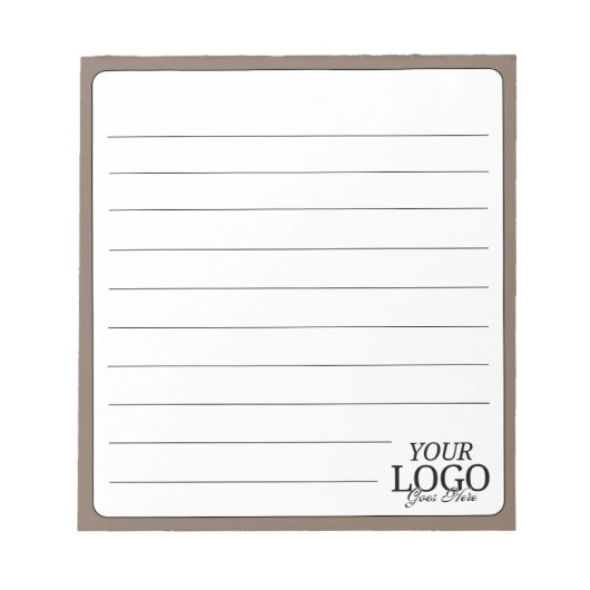 Eenvoudige Elegant Bruin Logo Lijnbedrijf Notitieblok (Voorkant)