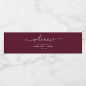 Eenvoudige Elegant Burgundy and White Wedding Wate Waterfles Etiket (Enkel label)