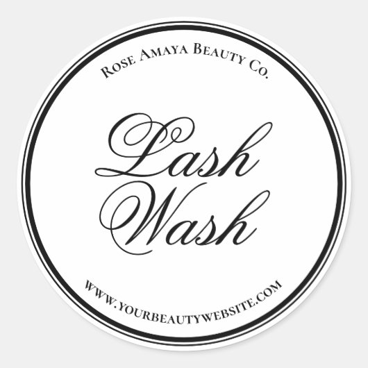 Eenvoudige Elegant Calligraphy Lash Wash Cleanser Ronde Sticker (Voorkant)