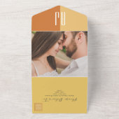 Eenvoudige Elegant Calligraphy Monogram Wedding All In One Uitnodiging (Buitenkant)