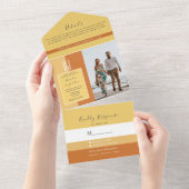 Eenvoudige Elegant Calligraphy Monogram Wedding All In One Uitnodiging (Afscheurbaar)