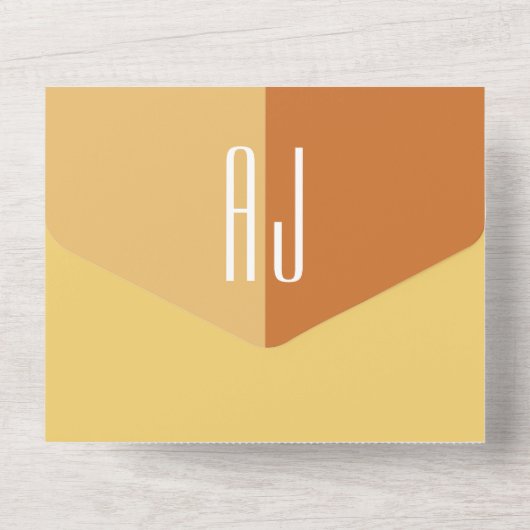 Eenvoudige Elegant Calligraphy Monogram Wedding All In One Uitnodiging (Achterkant)